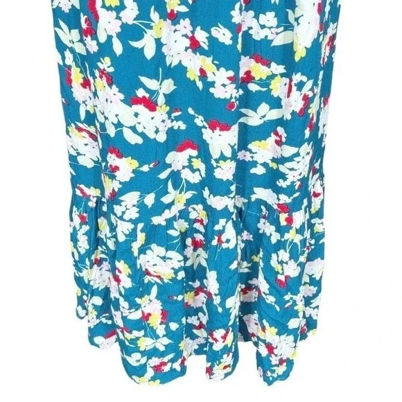 Anthropologie One‎ Shoulder Floral Maxi Dress Teal Ring Strap Petite 12P NWT - Picture 7 of 15